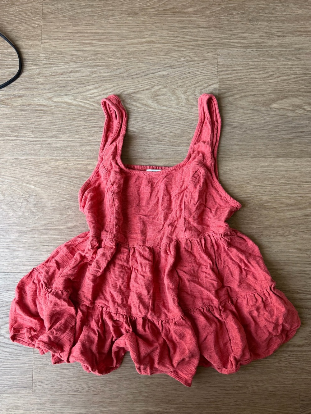 American Eagle Outfitters Coral Tiered Ruffle Tank Top